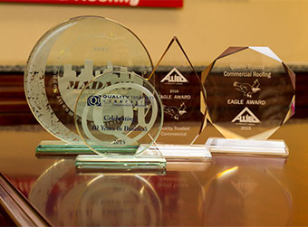 a cluster of award trophies.
